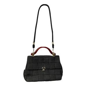 Vintage Creazioni Alma Black Woven Crossbody Handbag Purse Lucite Made In Italy